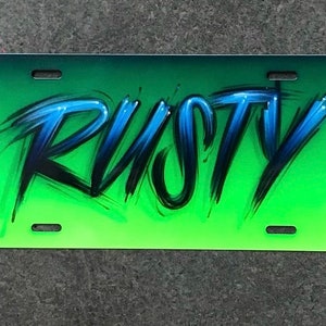 Airbrushed name license plate