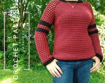 CROCHET PATTERN | Sweater Weather Raglan | Crochet Garment Pattern | Crochet Sweater Pattern | Crochet Raglan Pattern | Yarnique