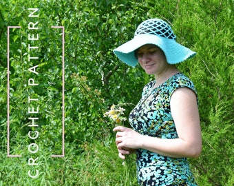 CROCHET PATTERN | Peekaboo Sunhat | Crochet Sunhat | Crochet Sun hat | Crochet Mesh Sunhat | Easy Crochet Pattern | PDF Pattern | Yarnique