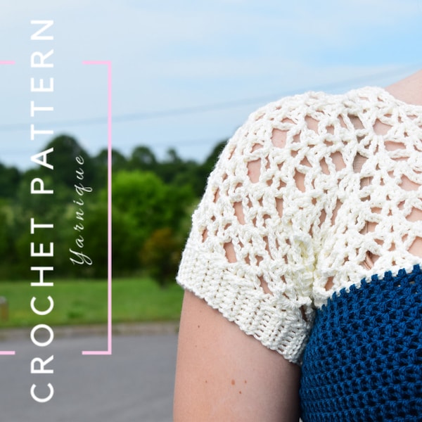 CROCHET PATTERN | Coralyn Raglan | Crochet Garment Pattern | Crochet Lace | Crochet Lacy Garment | Crochet Raglan Pattern | Yarnique