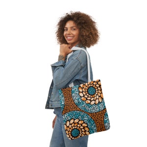 Eco Friendly Shopping and Grocery Bag. Carry on and Travel Bag. African Print Canvas Tote Bag, 5-Color Straps, African Tote Bag.