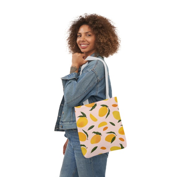 Mango Print Canvas Tote Bag 5 color Straps Eco Friendly Shopping and Grocery Bag. Carry on and Travel Bag Multi use Tote Gifts for Her. Etsy