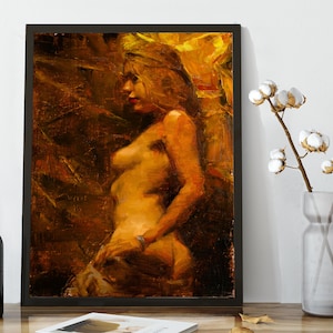 Golden III, original abstracted figurative oil painting (NOT A PRINT)