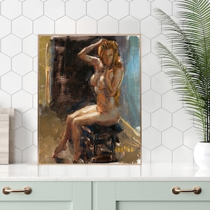 Foyer I, original abstracted figurative oil painting (NOT A PRINT)