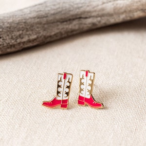 Gold Plated Cowgirl Boot Jewelry: Enamel Western Earrings & Necklace