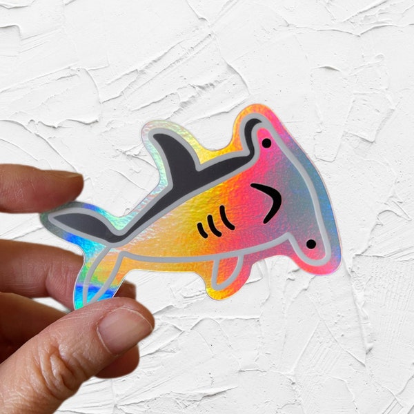 Hammerhead Shark Holographic Sticker- Sea Life Sticker- Laptop Stickers- Ocean sticker- tumbler sticker- smartphone water bottle  sticker