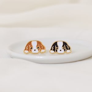 King Charles Spaniel Earrings: 24K Gold Plated Cavalier Studs