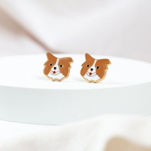 Australian Shepherd Enamel Earrings: 24K Gold-Plated Aussie Dog Studs