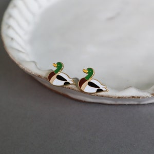 Shelduck Enamel Earrings/ Bracelet/ Necklace- brass- 24K gold plated- duck Earrings- birds earrings- drop earrings- endemic birds