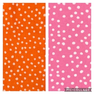 Pink & White Random Basic All Over Polka Dot Fabric By The Yard or 1/2 yard