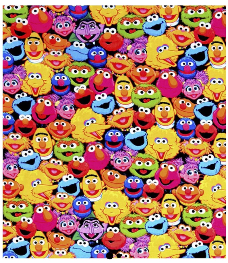 Sesame Street Big Bird Cookie Monster Elmo Fat Quarters Childrens Kids ...