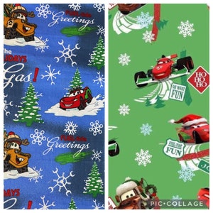 Disney Cars Classic Christmas Blue Green White fabric fat quarters