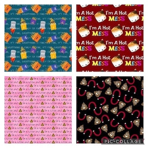 Poop emoji dumpster fire s’more fat quarters