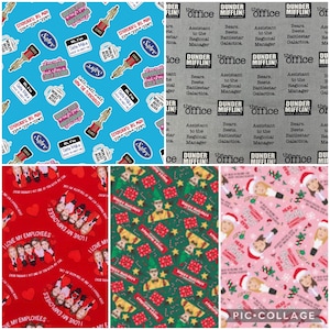 90 2000 TV shows movie pop culture fat quarter fabric The Office Christmas Valentines Day Holiday