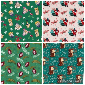 Classic Christmas Story Movie Red Green yellow white fabric fat quarters