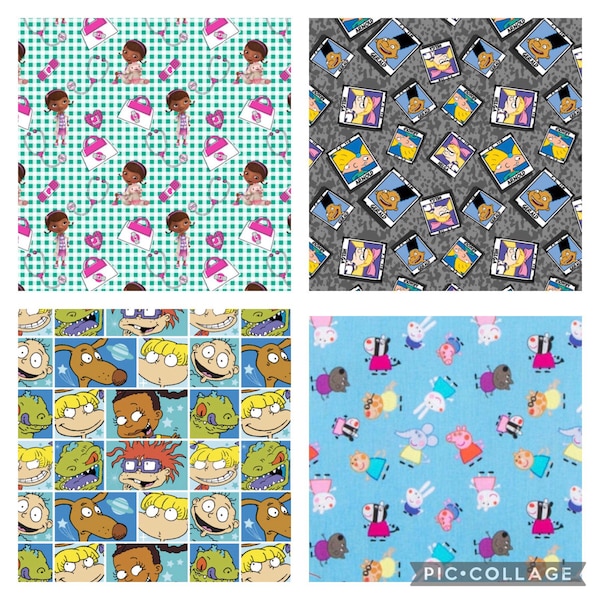 Peppa Pig Hey Arnold Doc McStuffins Rug Rats Nickelodeon TV fat quarter fabric