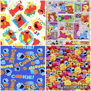 Sesame Street big bird Cookie Monster Elmo fat quarters Childrens kids television