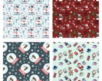 Classic Christmas Rudolph Frosty the Snowman Yetti Abominable Snowman Santa fabric fat quarters