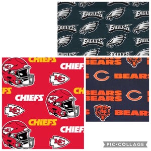 NFL Football Fat Quarter fabric Kansas City Cheifs Chicago Bears Philadelphia Eagles