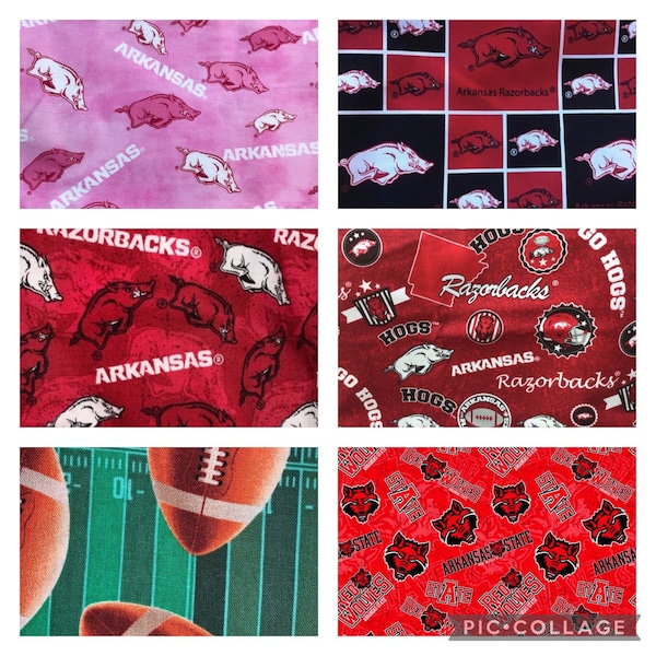 SEC college Arkansas Razorbacks Hogs Red Wolves Football Fat Quarters