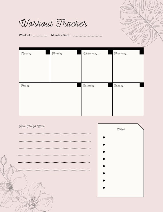 Workout Tracker Printable Planner Pages 8.5 X 11 or Print - Etsy