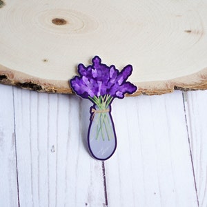 Lavender Vinyl Sticker, Flower, Laptop Decal, Car Decal, Waterproof, Dishwasher Safe, 1.94&quot; x 3&quot;