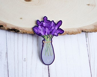 Lavender Vinyl Sticker, Flower, Laptop Decal, Car Decal, Waterproof, Dishwasher Safe, 1.94" x 3"