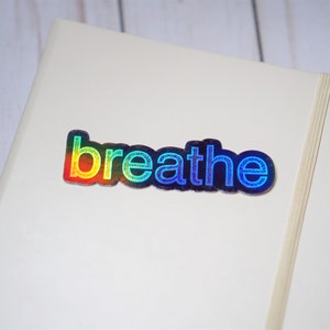 Breathe Vinyl Sticker, Quote Sticker, Laptop Decal, Car Decal, Waterproof, Dishwasher Safe, 3.48&quot; x 1&quot;
