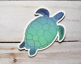 Sea Turtle Vinyl Sticker, Laptop Decal, Car Decal, Waterproof, Dishwasher Safe, 2.7" x 3"