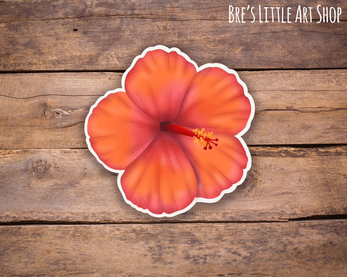 Hibuscus Sticker Hibiscus Vinyl Sticker, Laptop Decal, Car Decal, Waterproof, Dishwasher ...