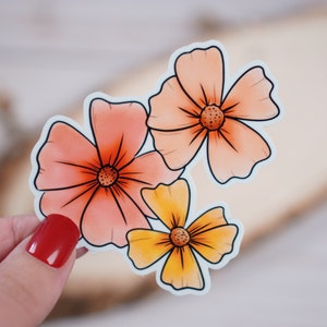Flower Cluster Vinyl Sticker, Laptop Decal, Car Decal, Waterproof, Dishwasher Safe, 3" x 2.67"