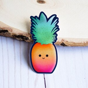 Cute Pineapple Sticker, Laptop Decal, Car Decal, Waterproof, Dishwasher Safe, 1.43&quot; x 3&quot;