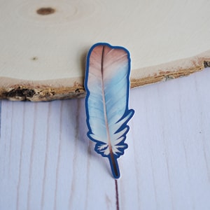 Feather Vinyl Sticker, Laptop Decal, Car Decal, Waterproof, Dishwasher Safe, 1.47&quot; x 3&quot;