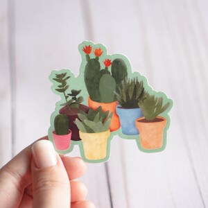 Succulent Cactus Vinyl Sticker, Laptop Decal, Car Decal, Waterproof, Dishwasher Safe, 3&quot; x 2.92&quot;