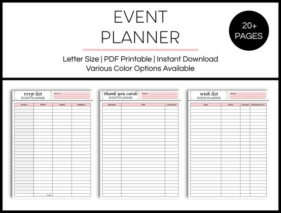 Event Planner Party Planner Event Planning Printable Etsy
