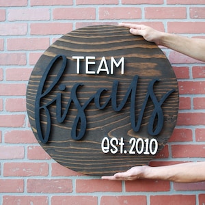 24&quot; Round Custom Family Name Sign | &quot;Team&quot; Family Name Sign| Est. Name Sign| Custom Wood Round Name Sign| Family Name Sign| Wood Cut Out|