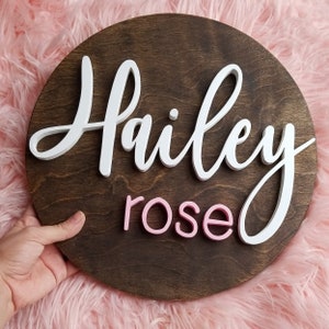 12" Round Wood Name Sign | 3D Name Nursery Sign| Nursery Wall Hanging| Custom Name Sign| Name Cut Out
