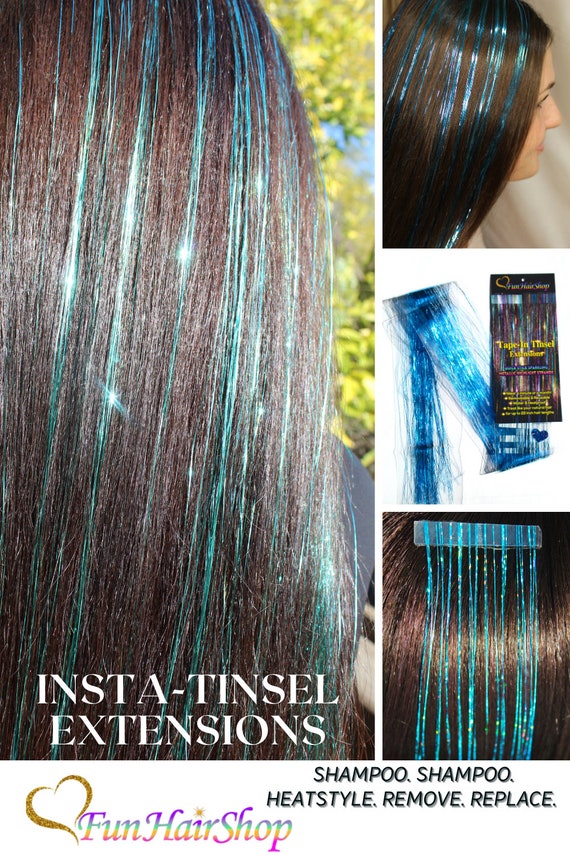 Sparkle Hair Tinsel Holographic Glitter Extensions Highlights False Hair  Pieces