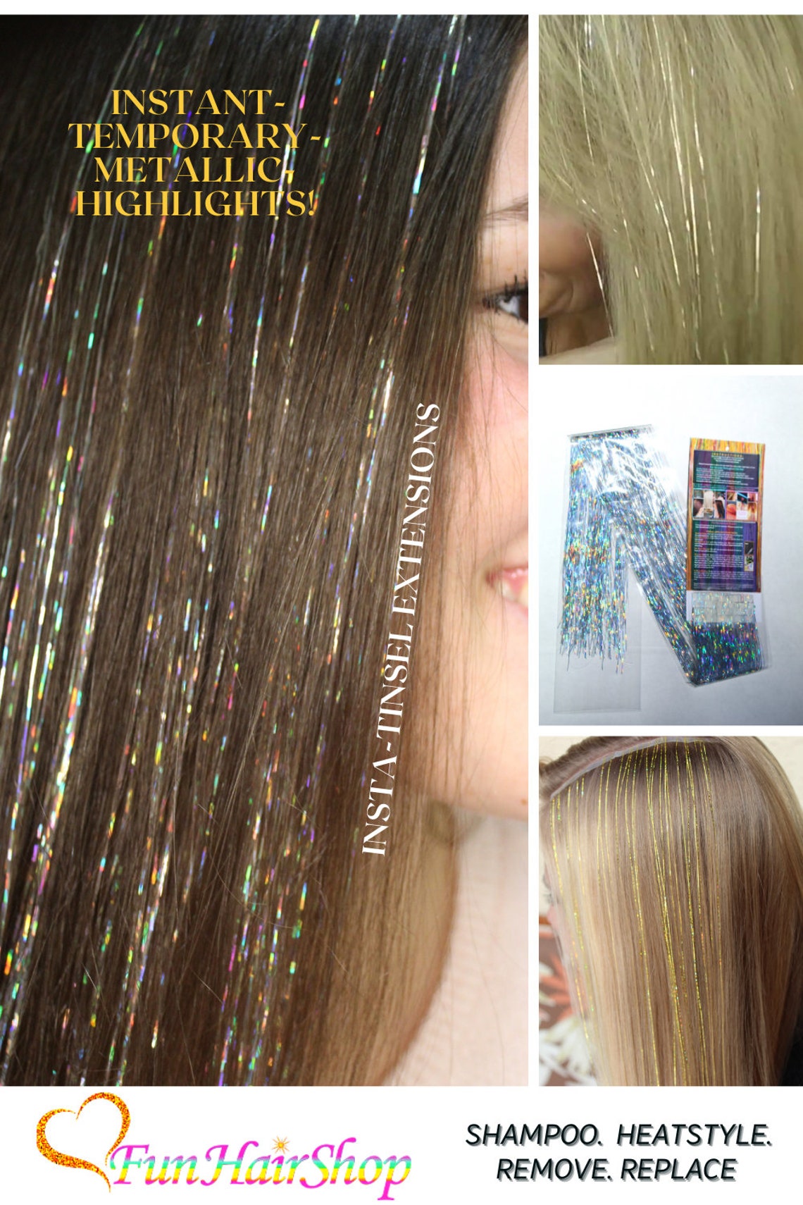 Clipin Hair Tinsel Extensions Clip sur pour attacher 100 Etsy