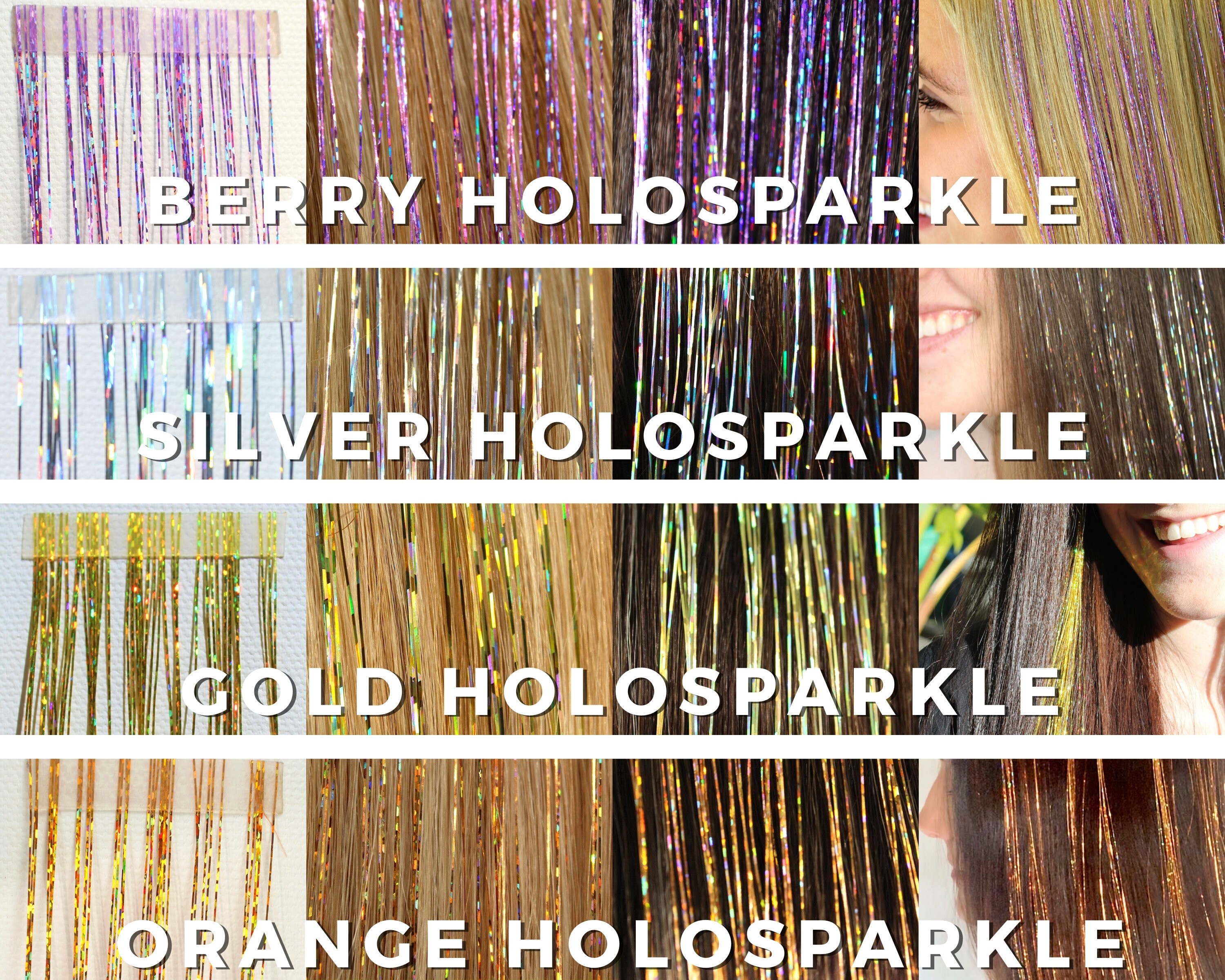 1Pcs Hair Tinsel Kit Y2K Glitter Straight Hair Extensions, Human Hair Extensions with Clips Colorful DIY 20 inch Heat Resistant Shiny Hair