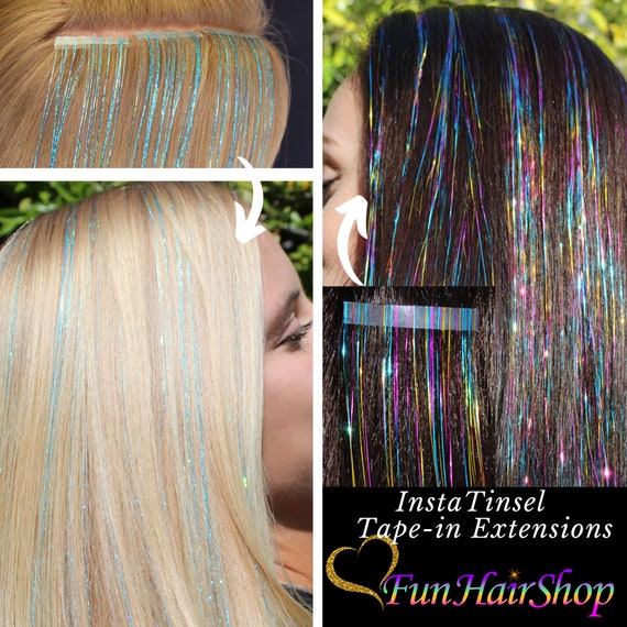 INSTA-TINSEL Removable Hair Shimmer Extensions Wefts With 150 - Etsy INSTA-TINSEL Removable Hair Shimmer Extensions Wefts With 150 - Etsy