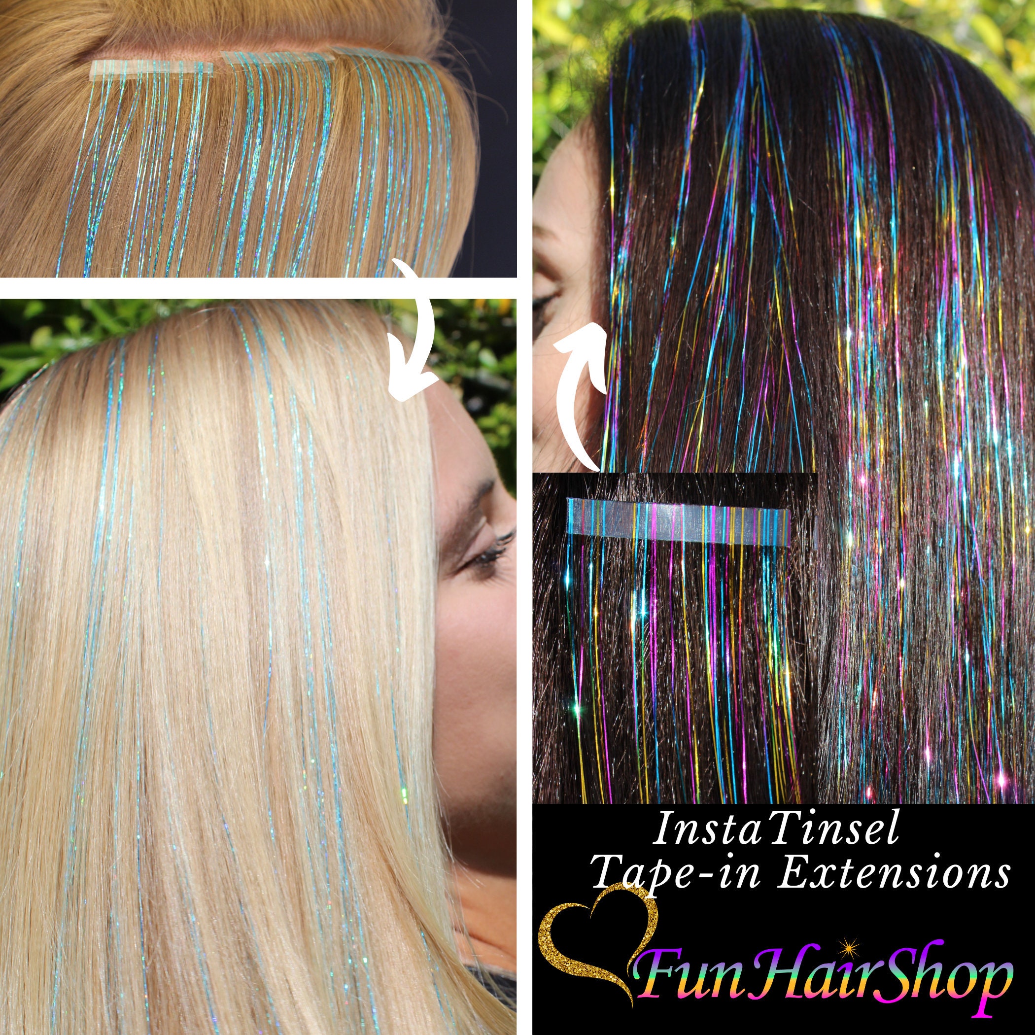 INSTA-TINSEL Removable Hair Shimmer Extensions Wefts With 150 - Etsy