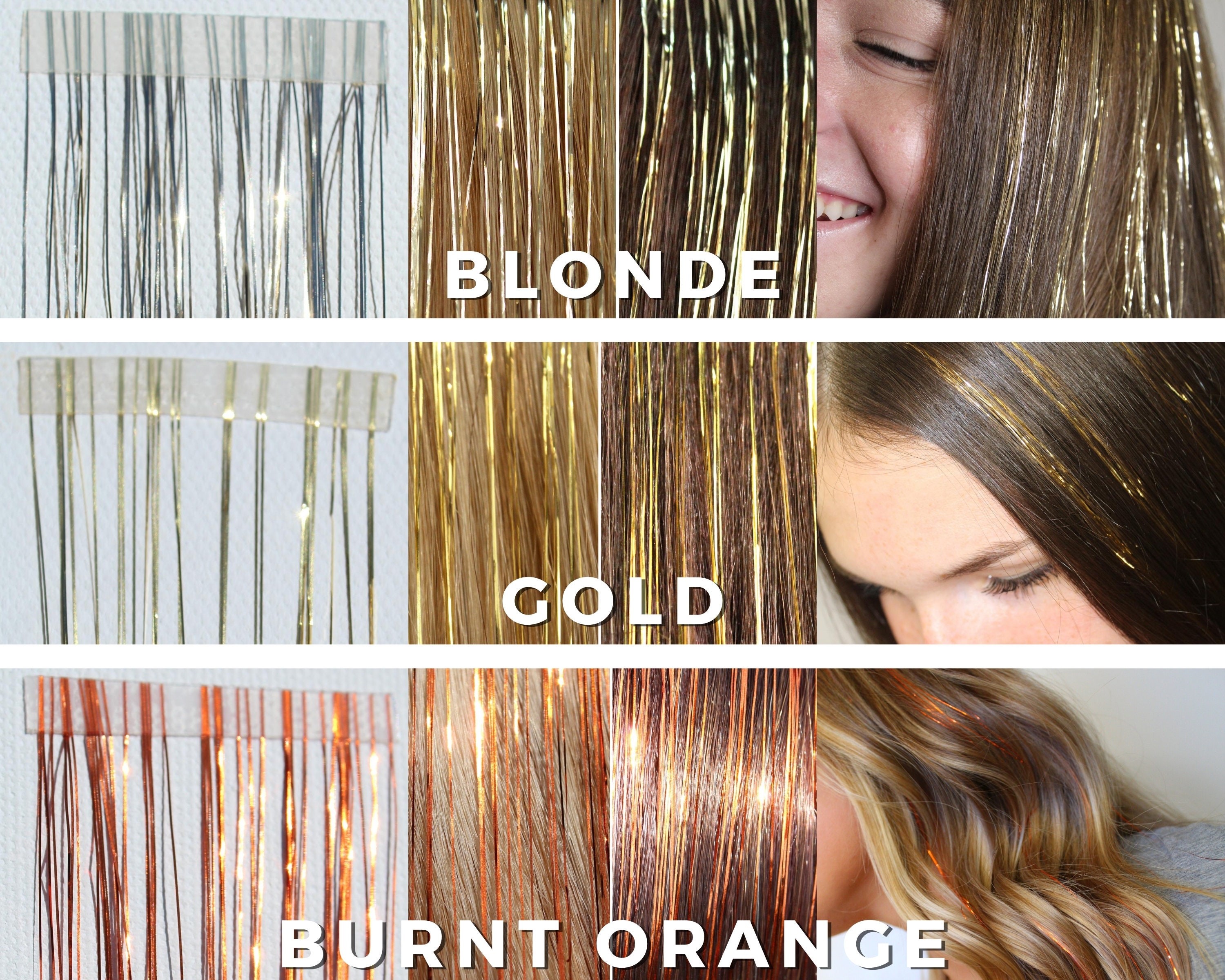 Instatinsel Hair Tinsel Extensions: Stick-on Strips of 150 Glittery Sparkly  Bling Shimmers. Wash. Heatstyle. Remove. Reuse. for Long Hair 