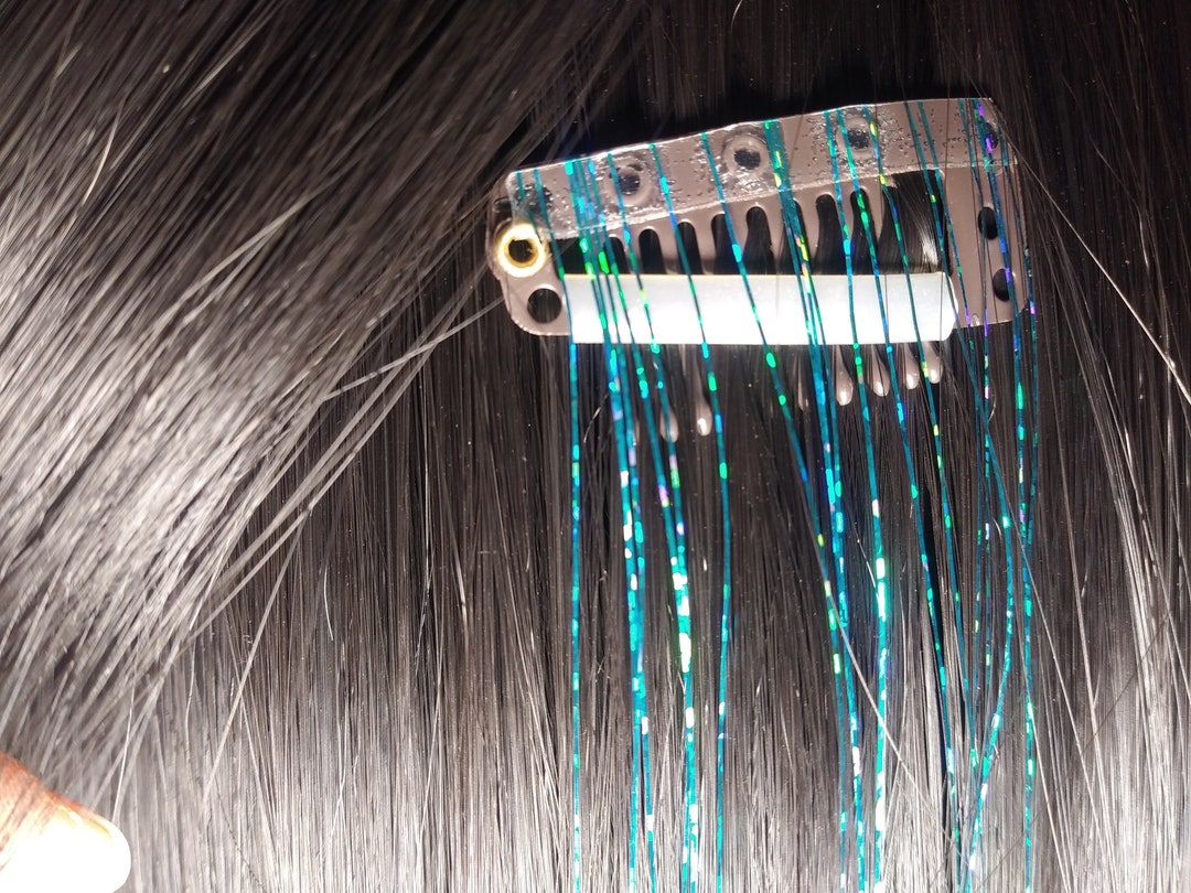 Hair Tinsel Clipin Extensions Sparkling Glittery Strands of Bling