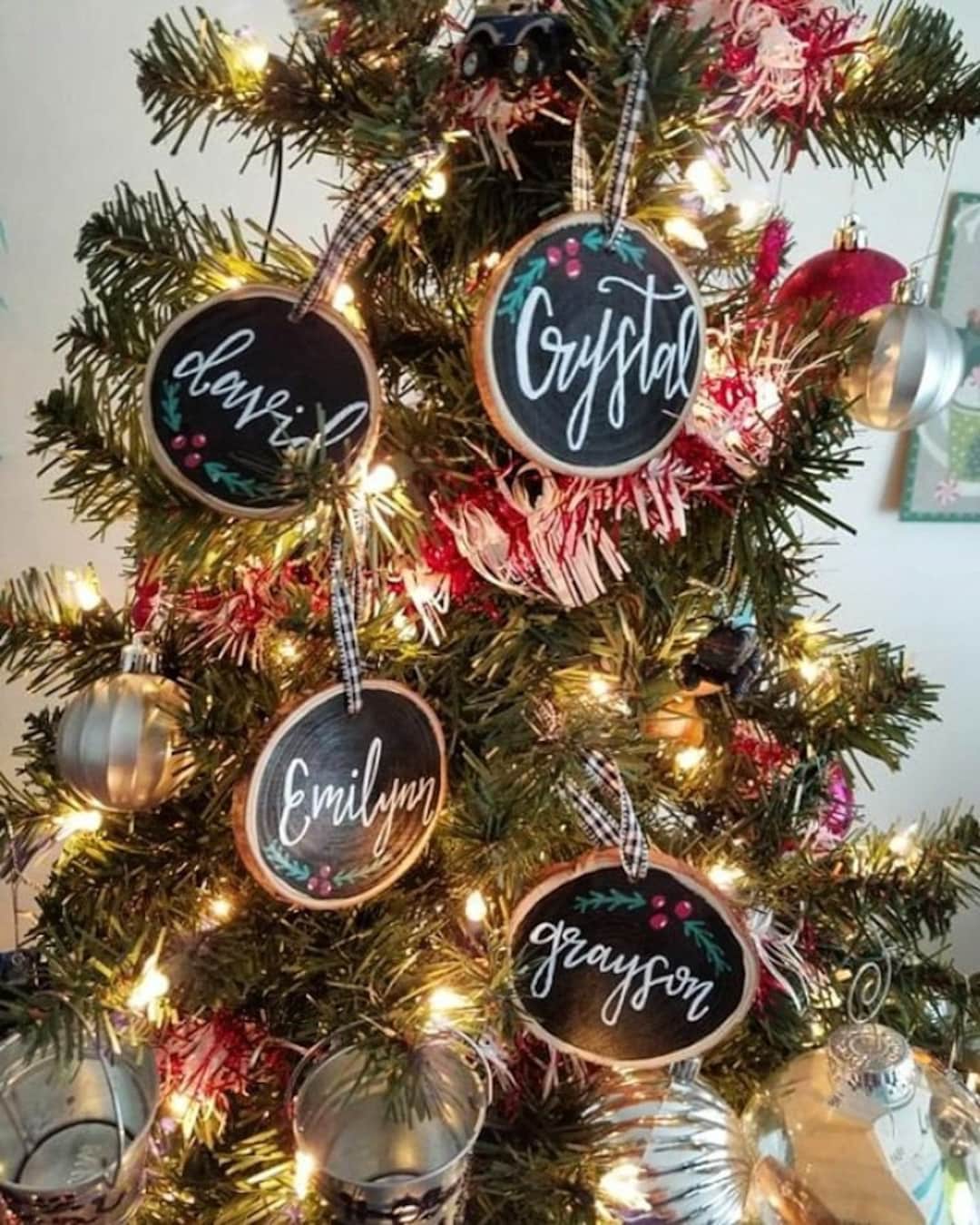 Custom Hand-painted Wood Slice Ornaments/ Christmas Tree Ornaments ...