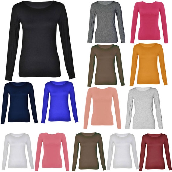 womens plain long sleeve t shirts