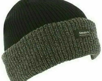 Mens Knitted insulate Label Thermal Beanie Winter Outdoor Chunky Hat