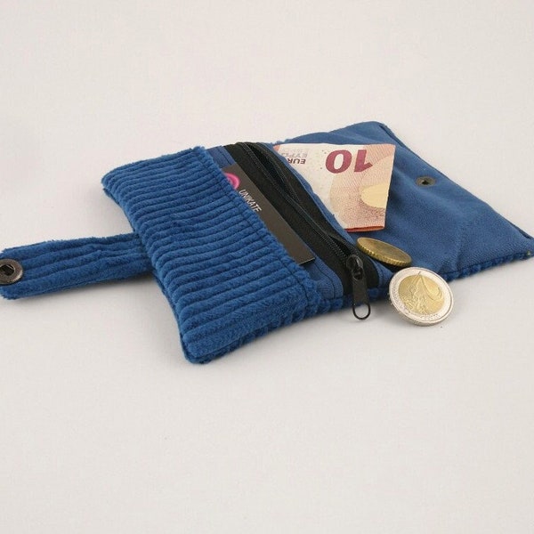 Geldbörse Cord blau, kleine Geldbörse, Portemonnaie Cord, Cord Tasche, corduray bag, Geldbeutel Cord, kleines Portemonnaie blau