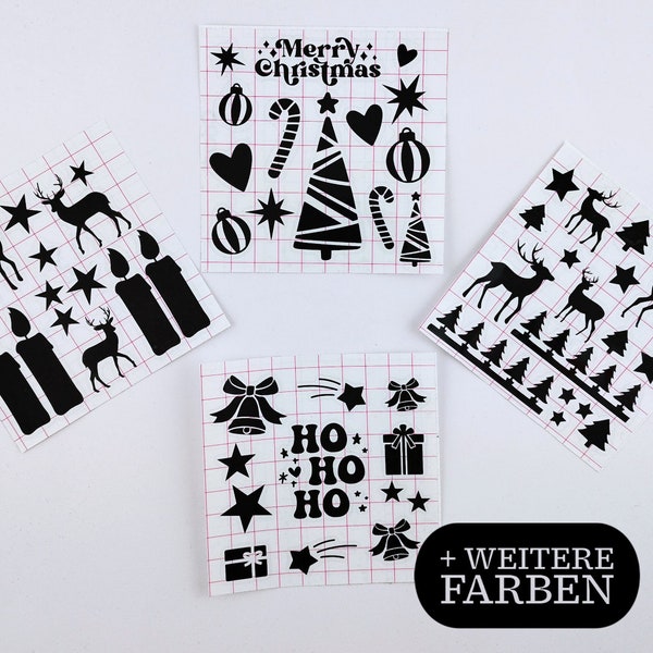 Vinylstickers Kerst, Kerststickers, stickervinyl gladde ondergronden, diverse kleuren, Kerststickers glad, vinylstickers