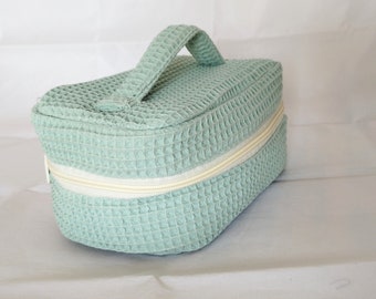 Cosmetic case mint, cosmetic bag large, cosmetic case made of fabric, cosmetic bag waffle pique, toiletry bag, diaper bag accessories, baby